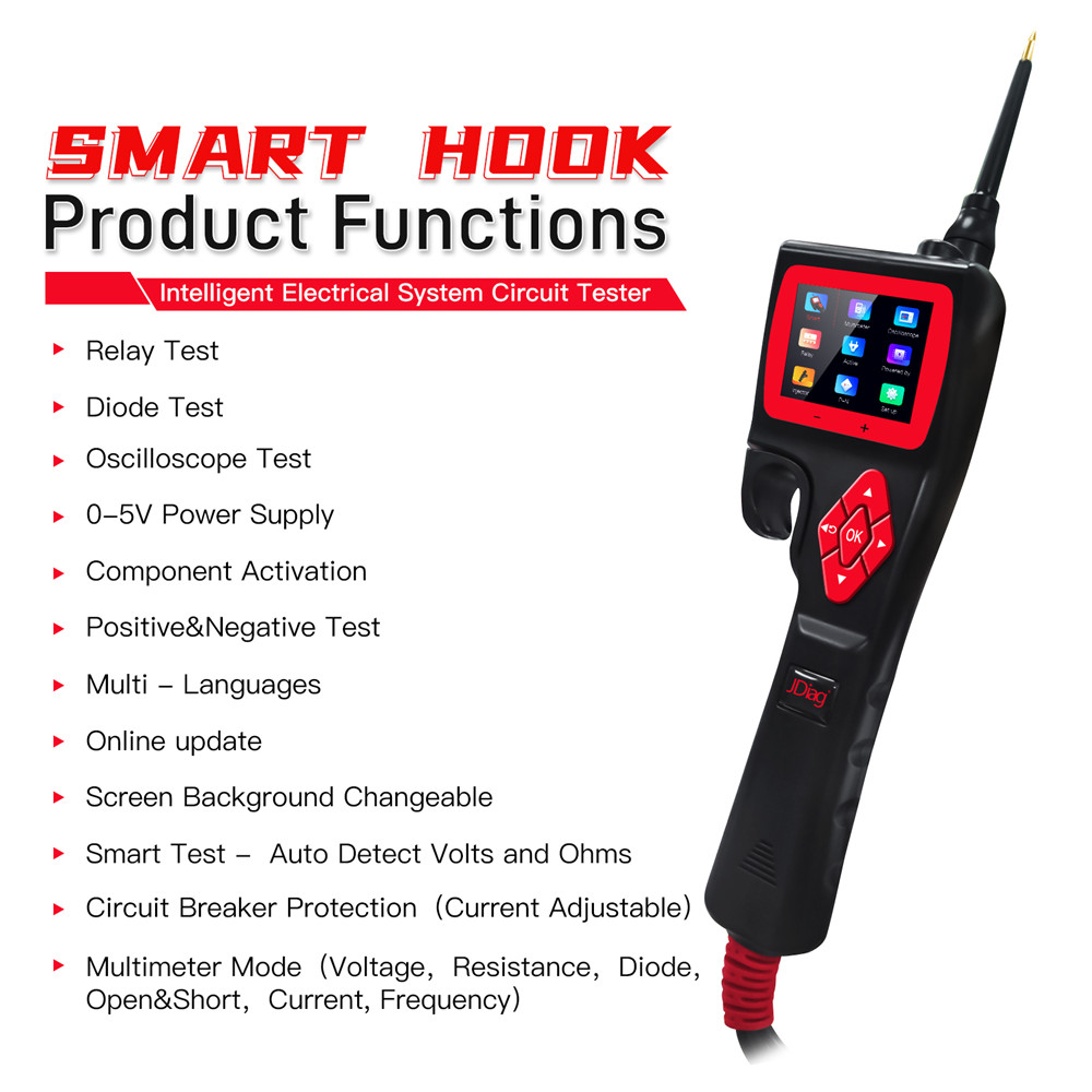 Original Brand Tool - Jdiag P200 Smart Hook Power Probe Circuit Tester Free Update Online For Electronic Systems